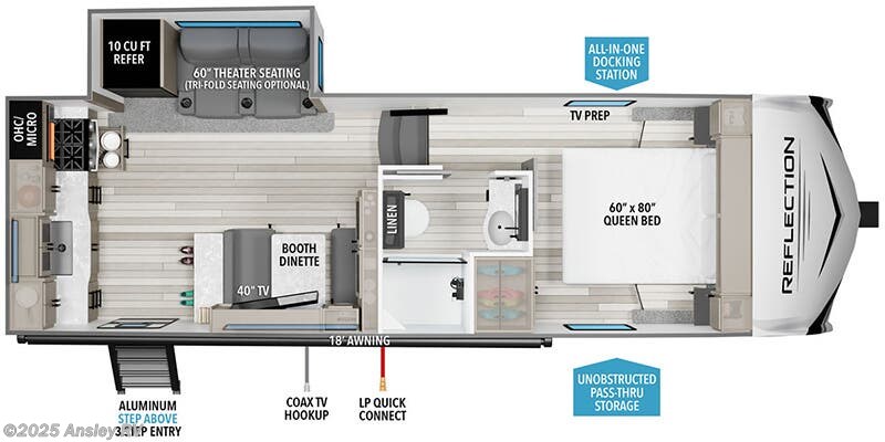 Call now about this 2026 Grand Design Reflection 100 Series 22RK! Floorplan of 2026 Grand Design Reflection 100 Series 22RK