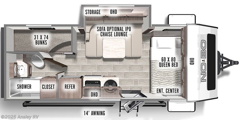 Call now about this 2022 Forest River No Boundaries NB19.8! Floorplan of 2022 Forest River No Boundaries NB19.8