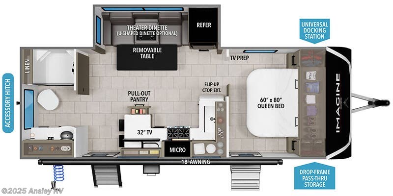 Call now about this 2026 Grand Design Imagine 2300MK! Floorplan of 2026 Grand Design Imagine 2300MK