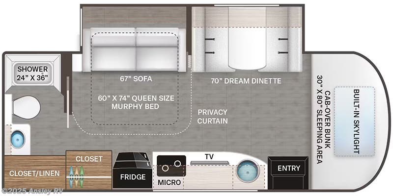 Call now about this 2024 Thor Motor Coach Delano 24FB! Floorplan of 2024 Thor Motor Coach Delano 24FB