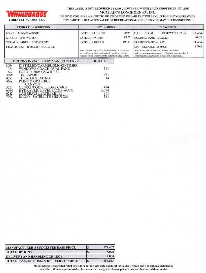 New 2026 Winnebago Minnie Winnie 26NP available in Sanger, Texas