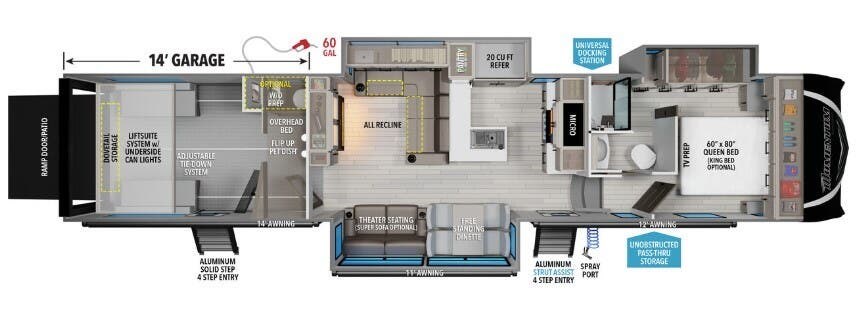Call now about this 2025 Grand Design Momentum 395MS! 2025 Grand Design Momentum 395MS - New Toy Hauler For Sale by McClain's Longhorn RV in Sanger, Texas features Shower, Awning, Fireplace, Slideout, Refrigerator