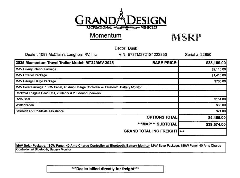 New 2025 Grand Design Momentum 22MAV available in Sanger, Texas