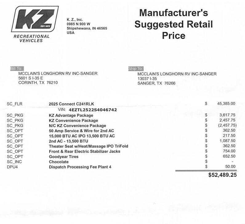 Contact us now about this 2025 K-Z Connect 241RLK! 2025 Connect 241RLK by K-Z from McClain's Longhorn RV in Sanger, Texas