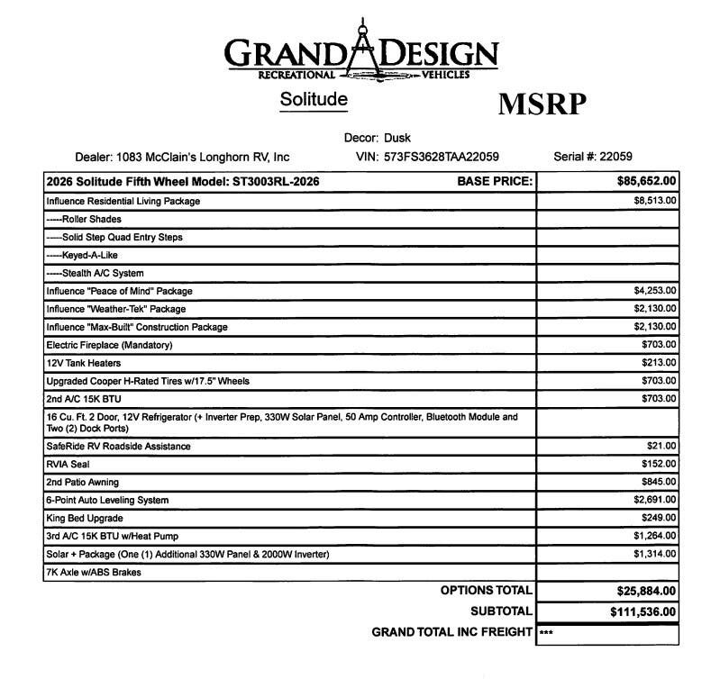 Contact us now about this 2026 Grand Design Influence 3003RL! 2026 Influence 3003RL by Grand Design from McClain's Longhorn RV in Sanger, Texas