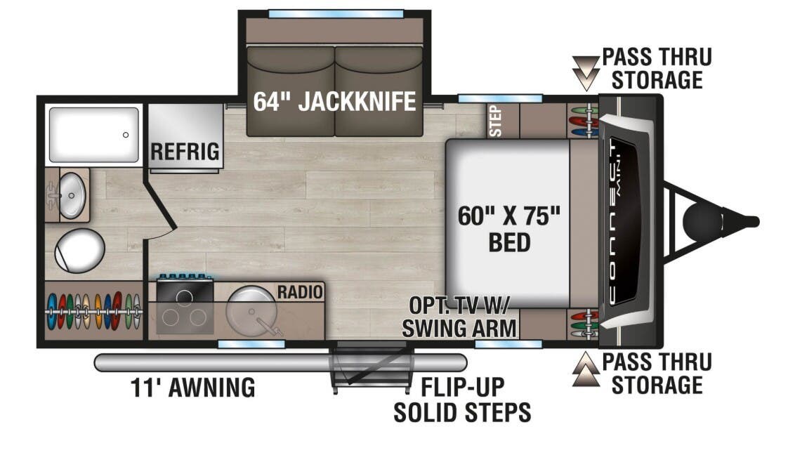 Call now about this 2026 K-Z Connect Mini 181RB! 2026 K-Z Connect Mini 181RB - New Travel Trailer For Sale by McClains RV in Kerrville, Texas features Fire Extinguisher, Toilet, Medicine Cabinet, LP Detector, Refrigerator