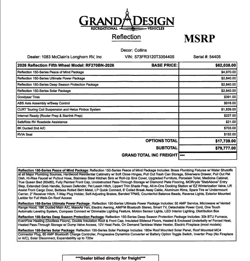 Contact us now about this 2026 Grand Design Reflection 150 270BN! 2026 Reflection 150 270BN by Grand Design from McClain's Longhorn RV in Sanger, Texas