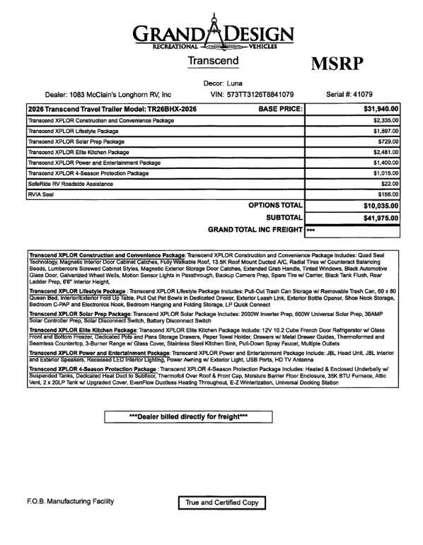 Contact us now about this 2026 Grand Design Transcend Xplor 26BHX! 2026 Transcend Xplor 26BHX by Grand Design from McClain's Longhorn RV in Sanger, Texas