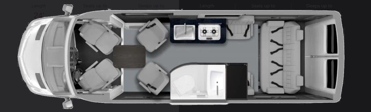 Call now about this 2026 Grech RV Strada LOUNGE-ION! 2026 Grech RV Strada LOUNGE-ION - New Class B For Sale by McClain's Longhorn RV in Sanger, Texas features Refrigerator, Stove Top Burner, Kitchen Sink, Smoke Detector, Microwave