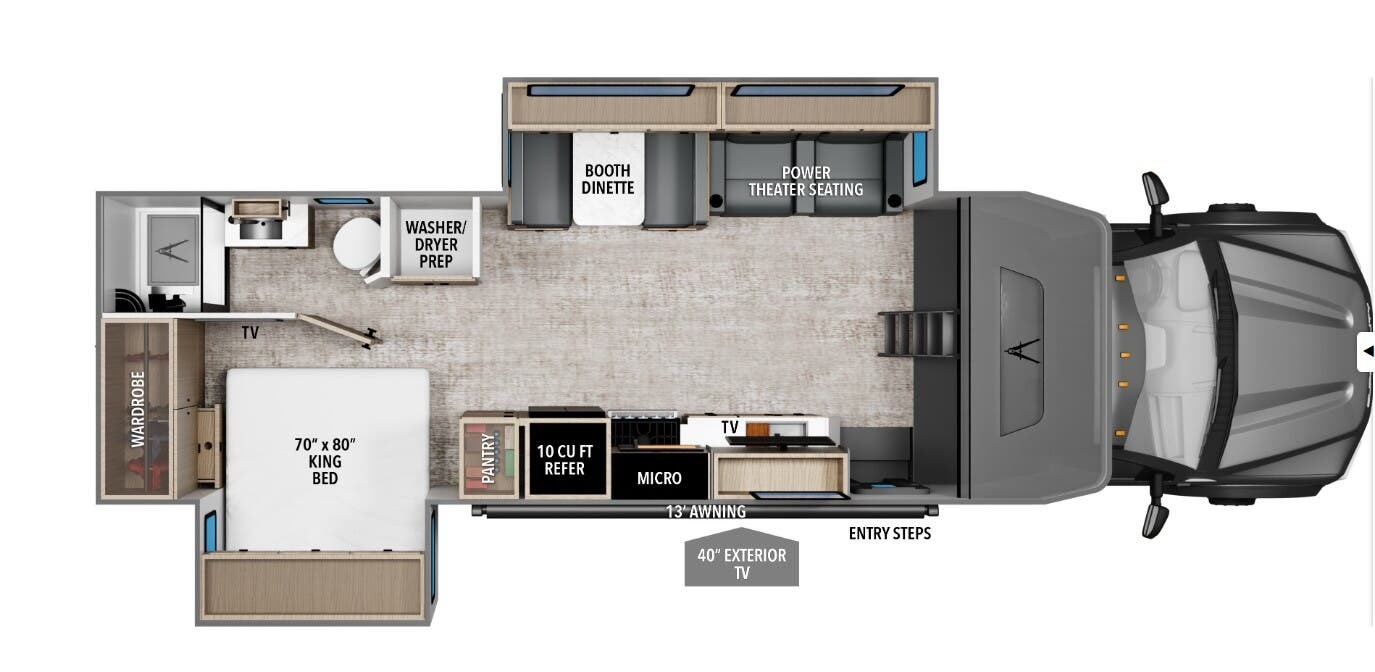 Call now about this 2026 Grand Design Lineage 31ZW! 2026 Grand Design Lineage 31ZW - New Super C For Sale by McClain's Longhorn RV in Sanger, Texas features Hitch, Toilet, Roof Vents, Leather Furniture, Stereo System