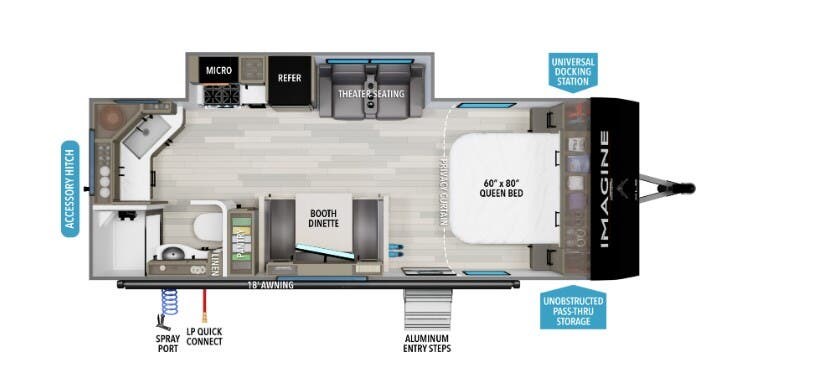 Call now about this 2026 Grand Design Imagine XLS 22MLE! 2026 Grand Design Imagine XLS 22MLE - New Travel Trailer For Sale by McClain's Longhorn RV in Sanger, Texas features Insulated, Power Awning, Enclosed Underbelly, Medicine Cabinet, Furnace