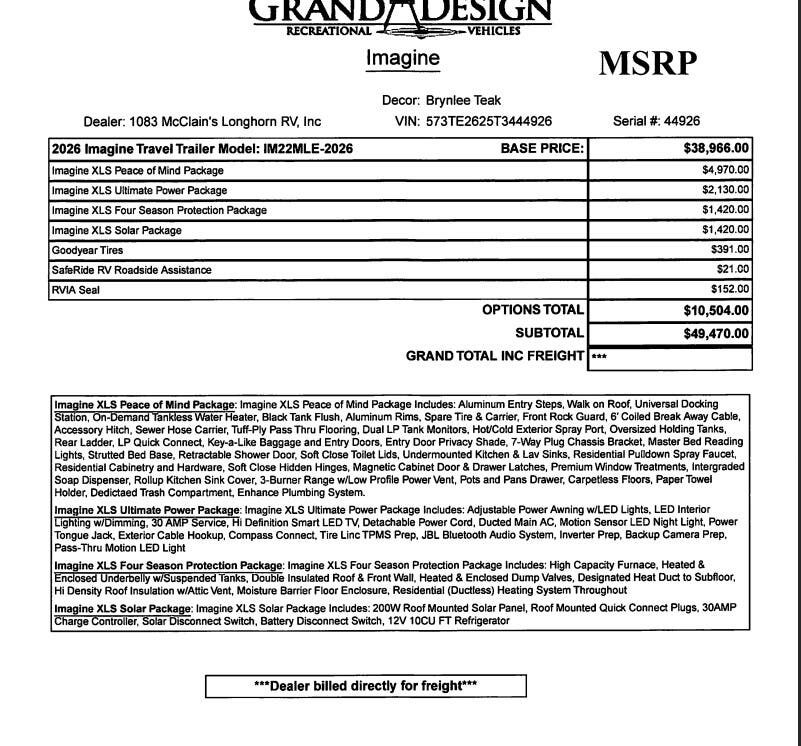 Contact us now about this 2026 Grand Design Imagine XLS 22MLE! 2026 Imagine XLS 22MLE by Grand Design from McClain's Longhorn RV in Sanger, Texas