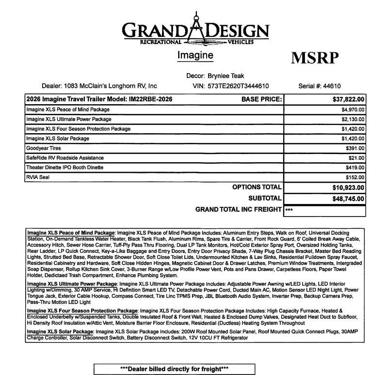 Contact us now about this 2026 Grand Design Imagine XLS 22RBE! 2026 Imagine XLS 22RBE by Grand Design from McClain's RV Fort Worth in Fort Worth, Texas