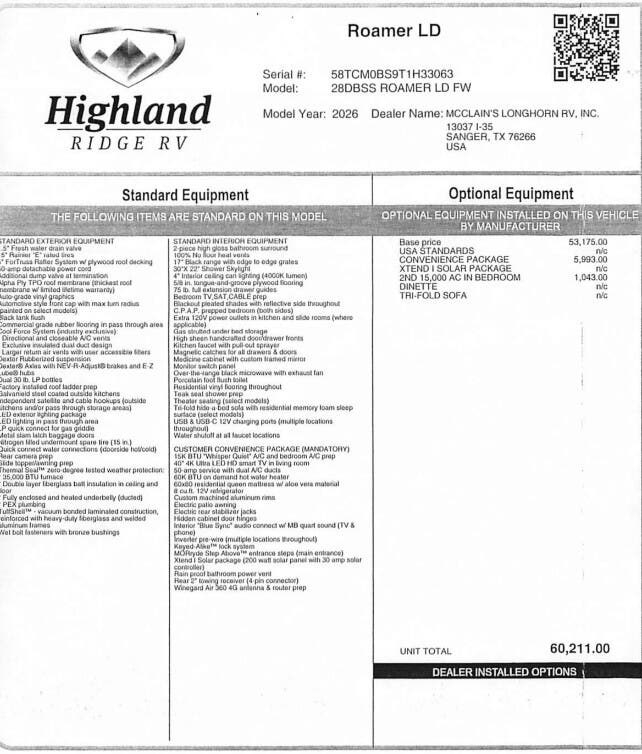 Contact us now about this 2026 Highland Ridge Open Range Roamer LIGHT 28DBSS! 2026 Open Range Roamer LIGHT 28DBSS by Highland Ridge from McClain's Longhorn RV in Sanger, Texas