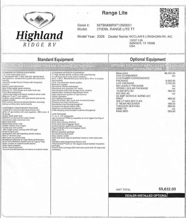 Contact us now about this 2026 Highland Ridge Open Range Light 270DBL! 2026 Open Range Light 270DBL by Highland Ridge from McClain's Longhorn RV in Sanger, Texas