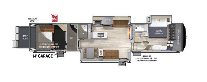Call now about this 2023 Heartland Cyclone 4014C! 2023 Heartland Cyclone 4014C - Used Fifth Wheel For Sale by McClain's Longhorn RV in Sanger, Texas features Air Conditioning, Stereo System, Oven, Shower, Stove
