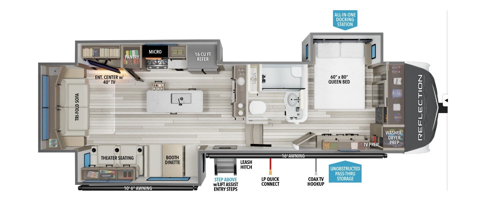 Call now about this 2026 Grand Design Reflection 337RLS! 2026 Grand Design Reflection 337RLS - New Fifth Wheel For Sale by McClain's Longhorn RV in Sanger, Texas features Hide-A-Bed, Booth Dinette, Pass Thru Storage, Dinette, Water Heater