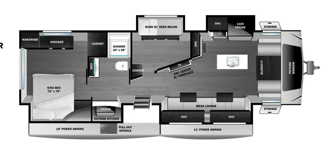 Call now about this 2026 Highland Ridge Open Range 335RBS! 2026 Highland Ridge Open Range 335RBS - New Travel Trailer For Sale by McClain's Longhorn RV in Sanger, Texas features Power Awning, Shower, Exterior Grill, Kitchen Sink, TV Antenna