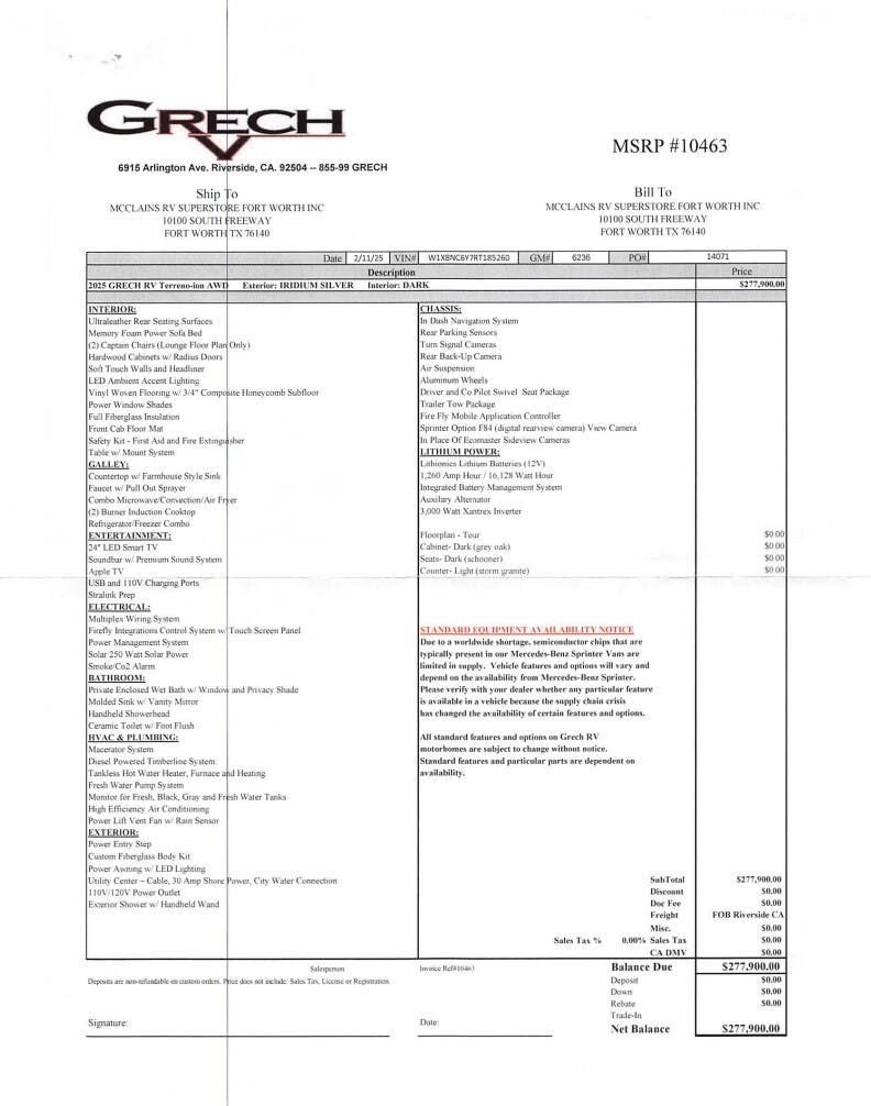 Contact us now about this 2025 Grech RV Terreno AWD TOUR-ION! 2025 Terreno AWD TOUR-ION by Grech RV from McClain's RV Fort Worth in Fort Worth, Texas