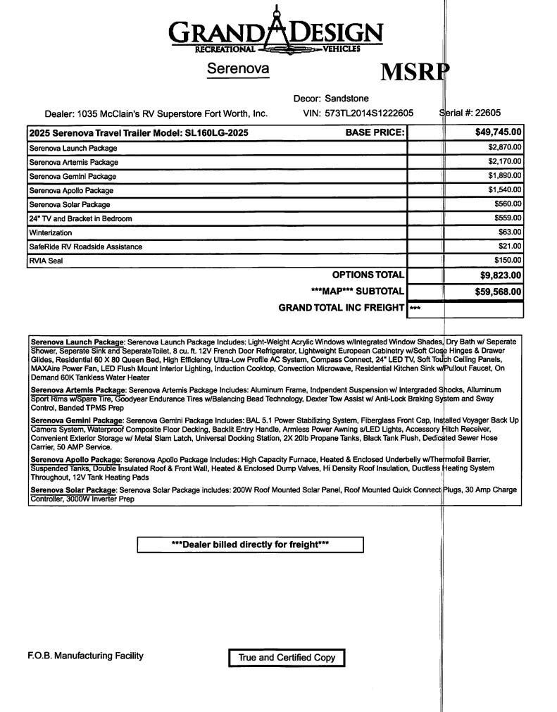 Contact us now about this 2025 Grand Design Serenova 160LG! 2025 Serenova 160LG by Grand Design from McClain's RV Fort Worth in Fort Worth, Texas