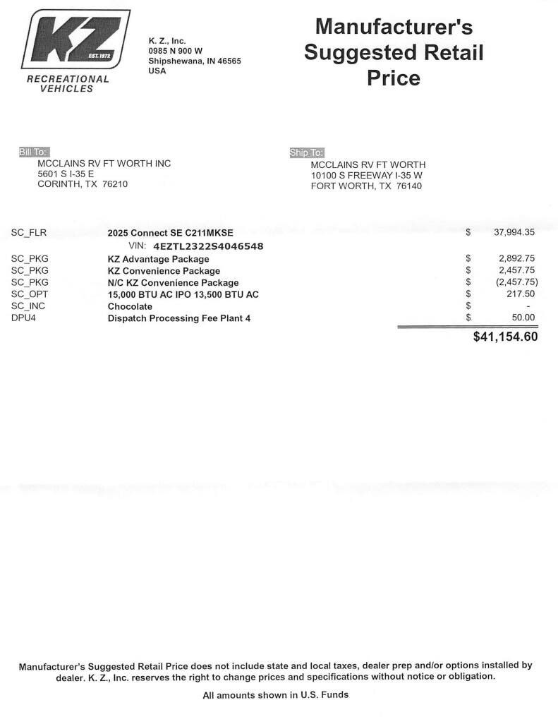 Contact us now about this 2025 K-Z Connect SE 211MK! 2025 Connect SE 211MK by K-Z from McClain's RV Fort Worth in Fort Worth, Texas