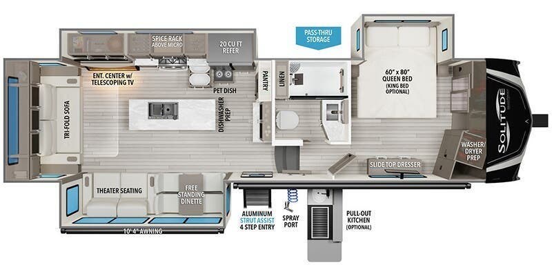 Call now about this 2025 Grand Design Solitude 310GK! 2025 Grand Design Solitude 310GK - New Fifth Wheel For Sale by McClain's RV Fort Worth in Fort Worth, Texas features Skylight, Ladder, Power Roof Vent, Queen Bed, Satellite Radio