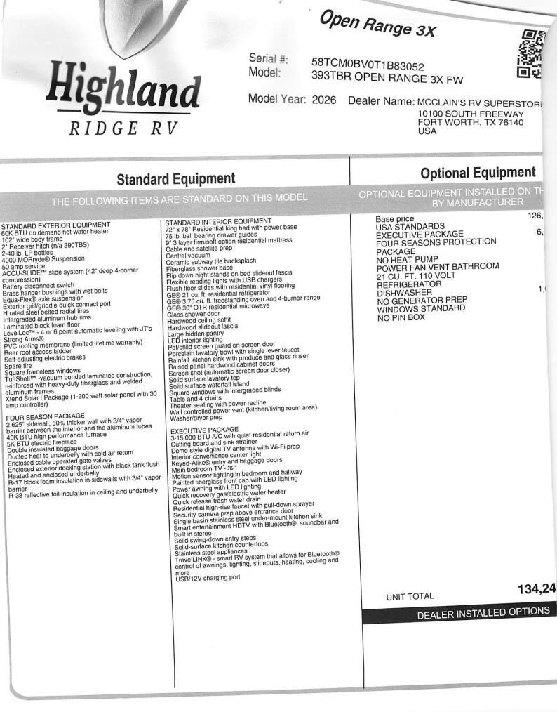 New 2026 Highland Ridge Open Range 3X 393TBR available in Fort Worth, Texas