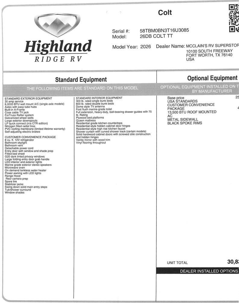 Contact us now about this 2026 Highland Ridge Open Range CONV 26DB! 2026 Open Range CONV 26DB by Highland Ridge from McClain's RV Fort Worth in Fort Worth, Texas
