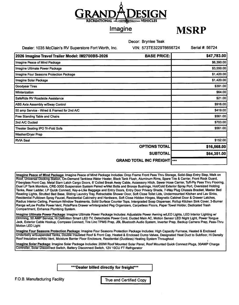 Contact us now about this 2026 Grand Design Imagine 2700BS! 2026 Imagine 2700BS by Grand Design from McClain's RV Fort Worth in Fort Worth, Texas