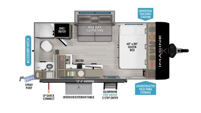 Call now about this 2026 Grand Design Imagine AIM 16MLA! 2026 Grand Design Imagine AIM 16MLA - New Travel Trailer For Sale by McClain's RV Fort Worth in Fort Worth, Texas features Solar Panel, Awning, Enclosed Underbelly, Refrigerator, Shower
