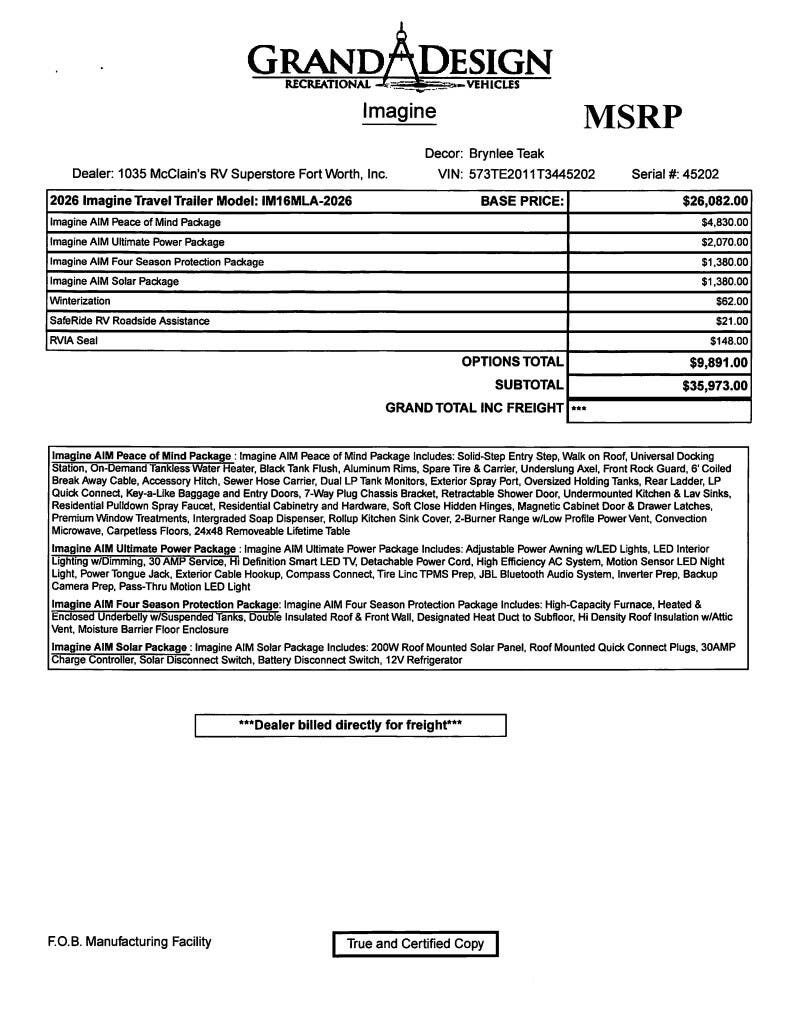 Contact us now about this 2026 Grand Design Imagine AIM 16MLA! 2026 Imagine AIM 16MLA by Grand Design from McClain's RV Fort Worth in Fort Worth, Texas