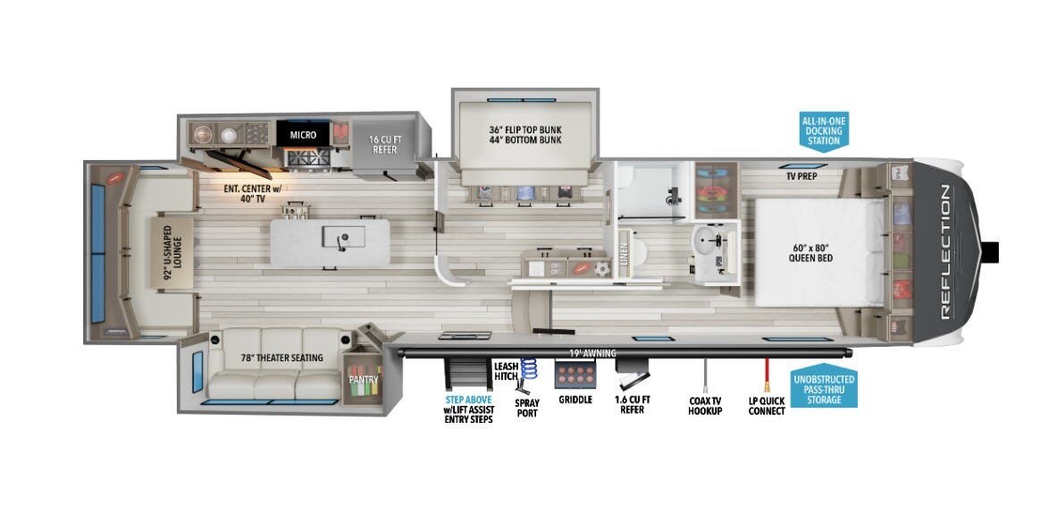 Call now about this 2026 Grand Design Reflection 324MBS! 2026 Grand Design Reflection 324MBS - New Fifth Wheel For Sale by McClain's RV Fort Worth in Fort Worth, Texas features Medicine Cabinet, Awning, Inverter, Solar Panel, Roof Deck
