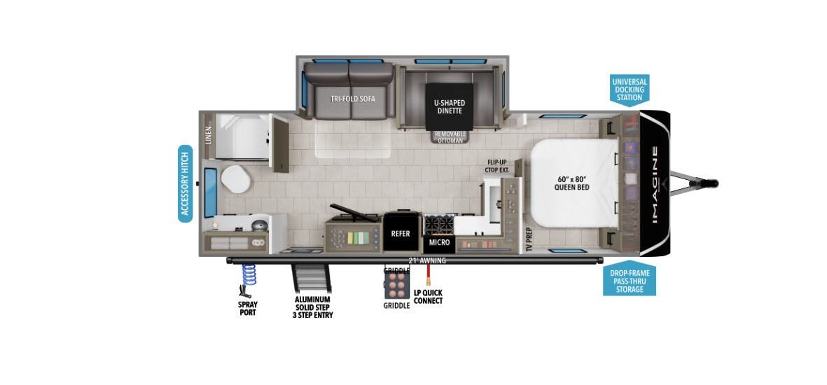 Call now about this 2026 Grand Design Imagine 2600RB! 2026 Grand Design Imagine 2600RB - New Travel Trailer For Sale by McClain's RV Fort Worth in Fort Worth, Texas features Refrigerator, Queen Bed, Detachable, Microwave, Medicine Cabinet