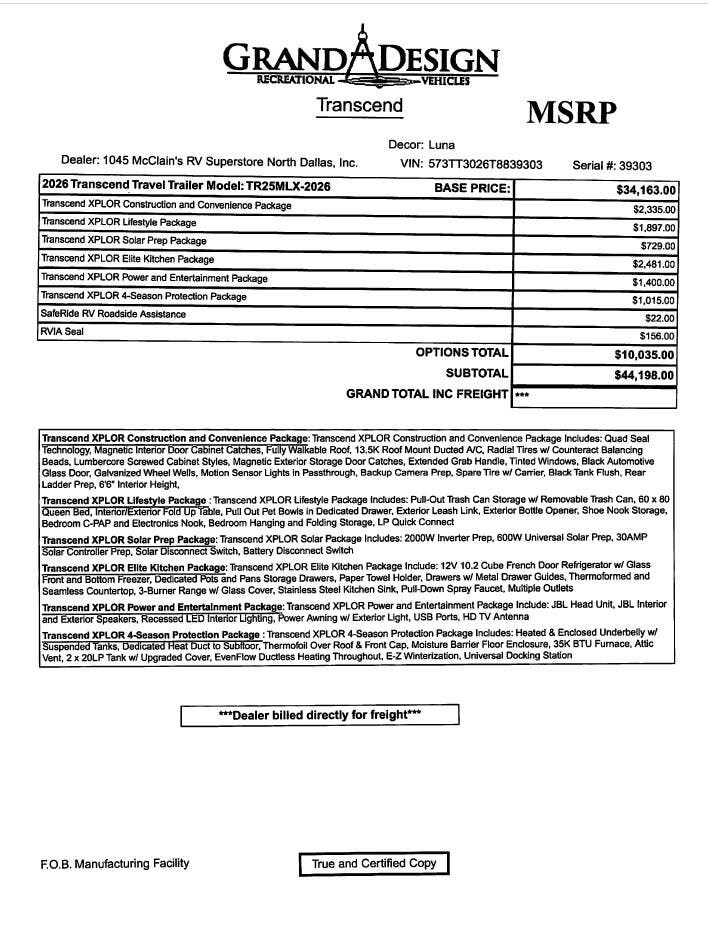 Contact us now about this 2026 Grand Design Transcend Xplor 25MLX! 2026 Transcend Xplor 25MLX by Grand Design from McClain's RV Superstore in Corinth, Texas