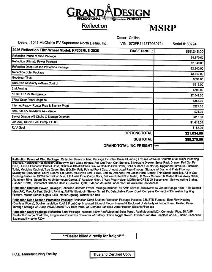 New 2026 Grand Design Reflection 303RLS available in Corinth, Texas