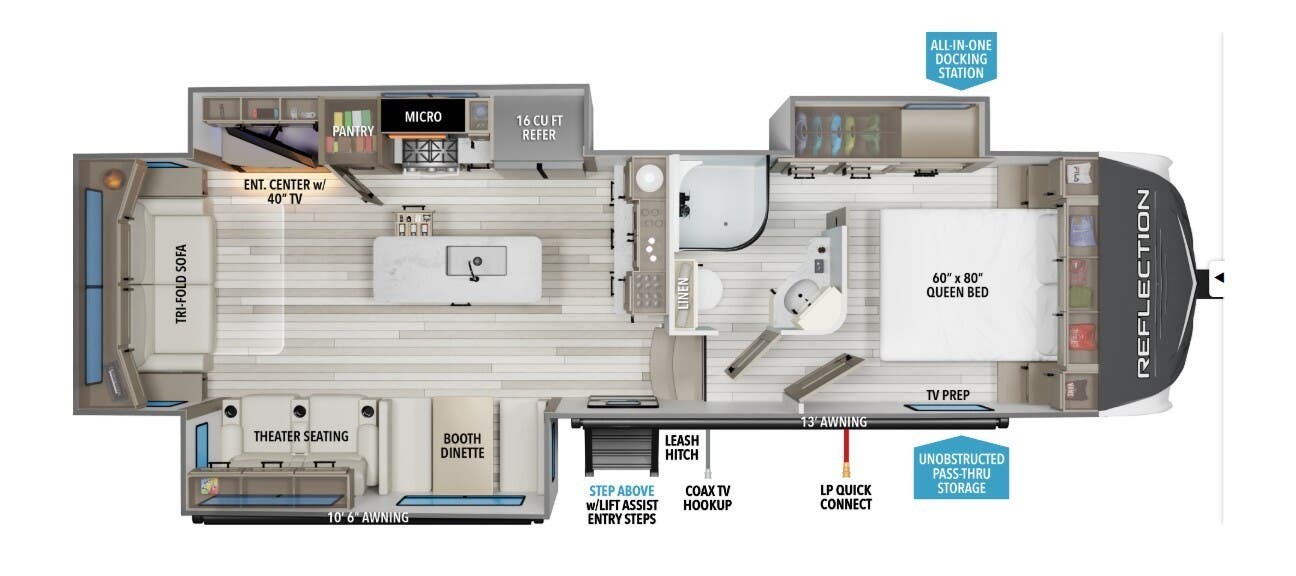 Call now about this 2026 Grand Design Reflection 303RLS! 2026 Grand Design Reflection 303RLS - New Fifth Wheel For Sale by McClain's RV Superstore in Corinth, Texas features Kitchen Sink, Water Heater, Furnace, Air Conditioning, Pass Thru Storage