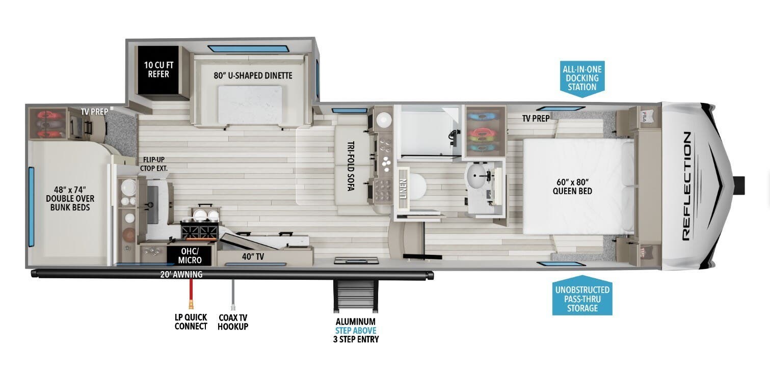 Call now about this 2026 Grand Design Reflection 100 27BH! 2026 Grand Design Reflection 100 27BH - New Fifth Wheel For Sale by McClain's RV Superstore in Corinth, Texas features Bunkhouse, Dinette Bed, Queen Mattress, Sofa Bed, Roof Vents