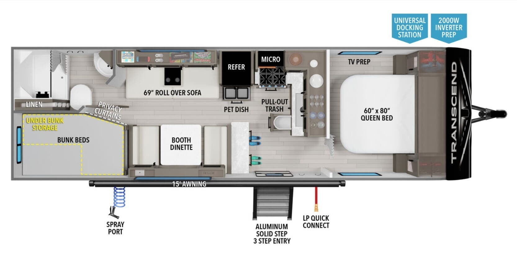 Call now about this 2026 Grand Design Transcend Xplor 24BHX! 2026 Grand Design Transcend Xplor 24BHX - New Travel Trailer For Sale by McClain's RV Superstore in Corinth, Texas features Furnace, Pass Thru Storage, Screen Door, Sofa Bed, Air Conditioning