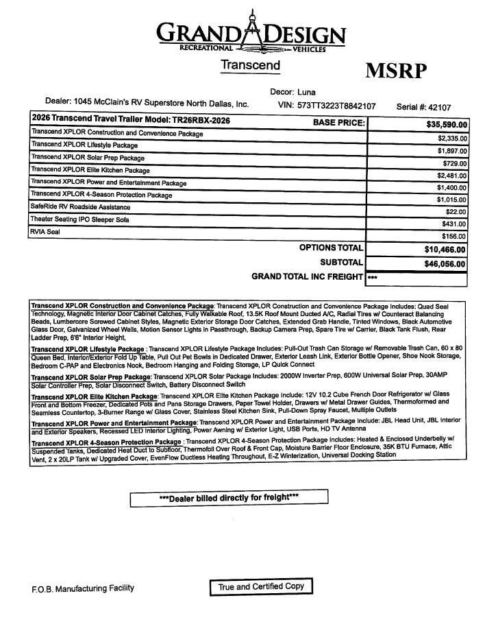 Contact us now about this 2026 Grand Design Transcend Xplor 26RBX! 2026 Transcend Xplor 26RBX by Grand Design from McClain's RV Superstore in Corinth, Texas