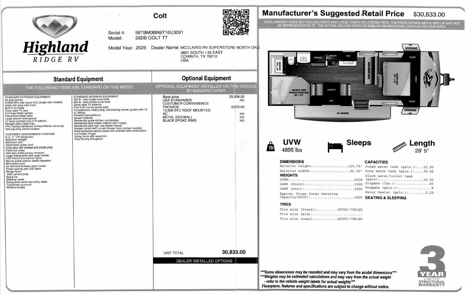 Contact us now about this 2026 Highland Ridge Open Range CONV 26DB! 2026 Open Range CONV 26DB by Highland Ridge from McClain's RV Superstore in Corinth, Texas