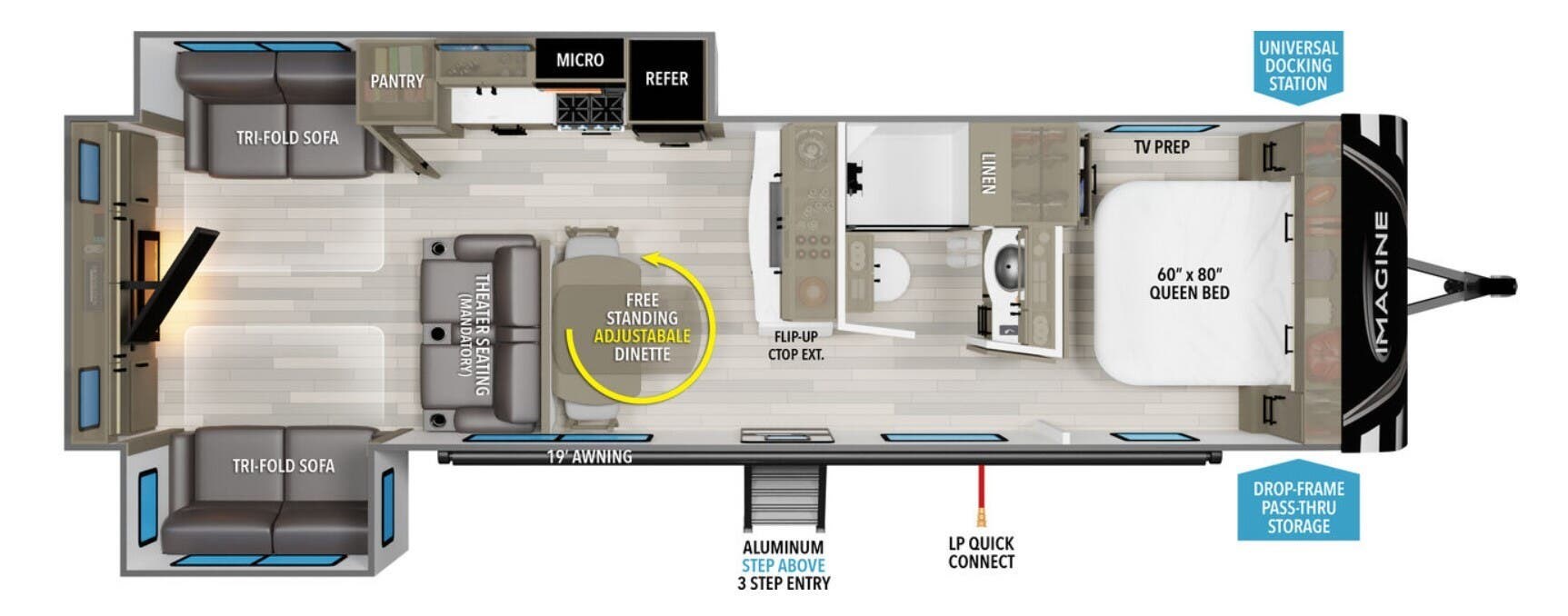 Call now about this 2024 Grand Design Imagine 3100RD! 2024 Grand Design Imagine 3100RD - Used Travel Trailer For Sale by McClain's RV Superstore in Corinth, Texas features Leveling Jacks, Fire Extinguisher, Propane, Pantry, Water Heater