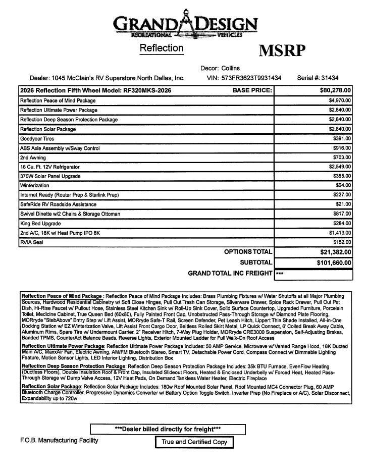 Contact us now about this 2026 Grand Design Reflection 320MKS! 2026 Reflection 320MKS by Grand Design from McClain's RV Superstore in Corinth, Texas