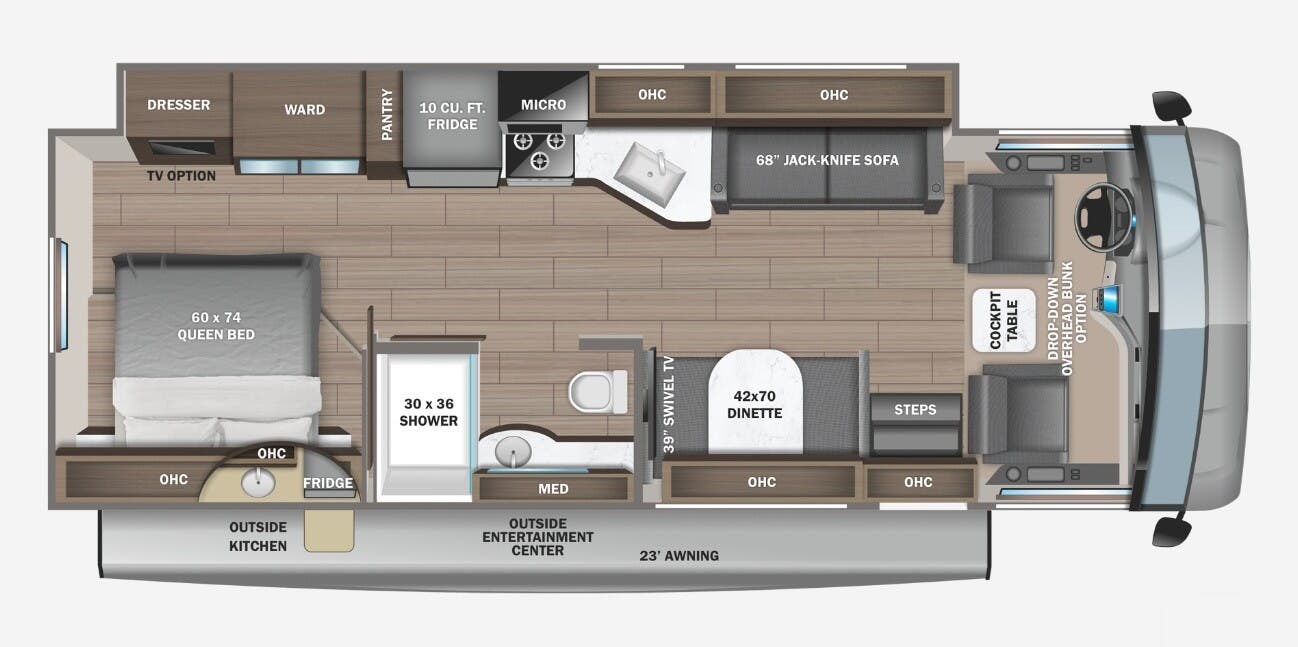 Call now about this 2023 Jayco Alante 29S! 2023 Jayco Alante 29S - Used Class A For Sale by McClain's RV Superstore in Corinth, Texas features Leveling Jacks, Medicine Cabinet, Refrigerator, Overhead Cabinetry, LP Detector