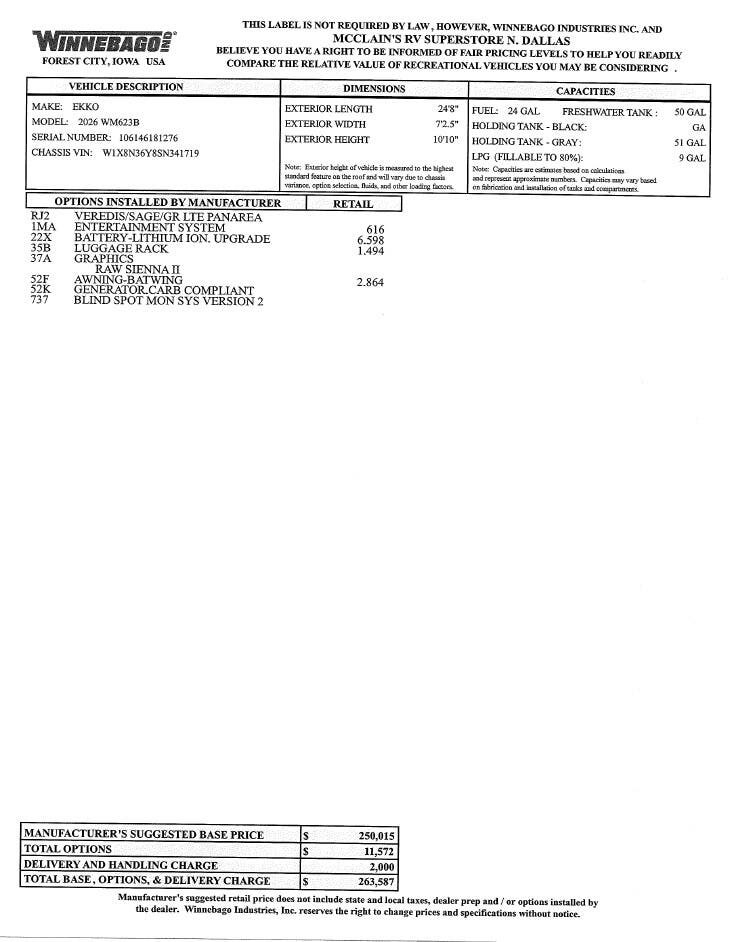 New 2026 Winnebago Ekko 23B available in Corinth, Texas