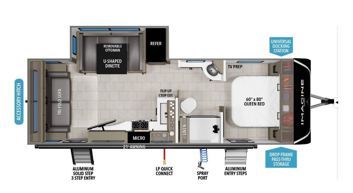 Call now about this 2026 Grand Design Imagine 2500RL! 2026 Grand Design Imagine 2500RL - New Travel Trailer For Sale by McClain's RV Superstore in Corinth, Texas features Shower, Pass Thru Storage, LED Lights, Ladder, Microwave