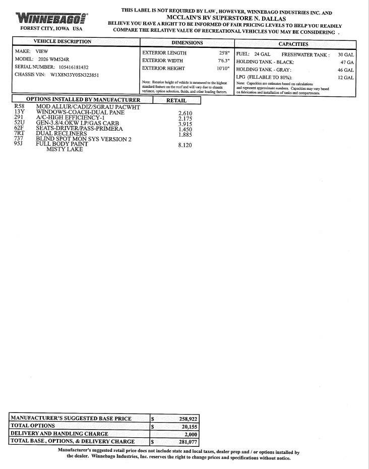 Contact us now about this 2026 Winnebago View 24R! 2026 View 24R by Winnebago from McClain's RV Superstore in Corinth, Texas