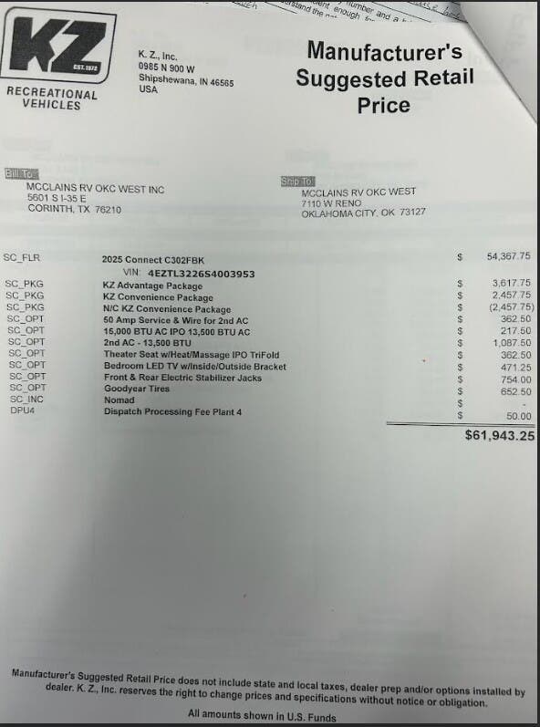 Contact us now about this 2025 K-Z Connect 302FBK! 2025 Connect 302FBK by K-Z from McClain's RV Oklahoma City in Oklahoma City, Oklahoma