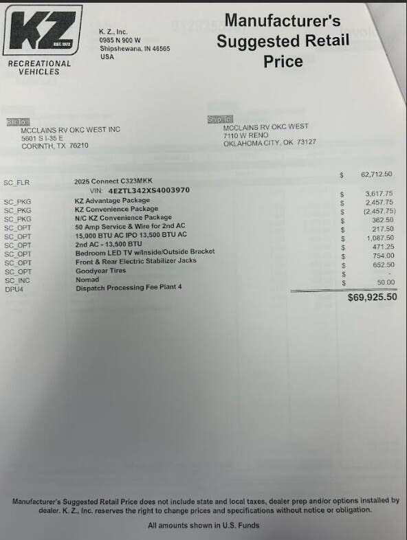 Contact us now about this 2025 K-Z Connect 323MKK! 2025 Connect 323MKK by K-Z from McClain's RV Oklahoma City in Oklahoma City, Oklahoma