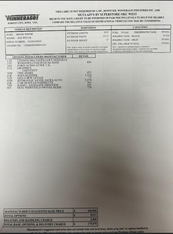 Contact us now about this 2026 Winnebago Minnie Winnie 31K! 2026 Minnie Winnie 31K by Winnebago from McClain's RV Oklahoma City in Oklahoma City, Oklahoma