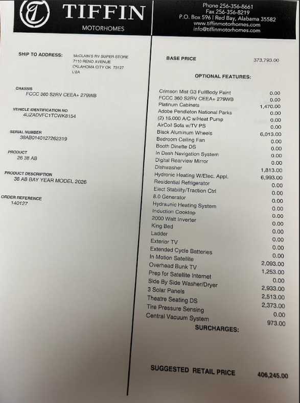 Contact us now about this 2026 Tiffin Allegro Bay 38AB! 2026 Allegro Bay 38AB by Tiffin from McClain's RV Oklahoma City in Oklahoma City, Oklahoma